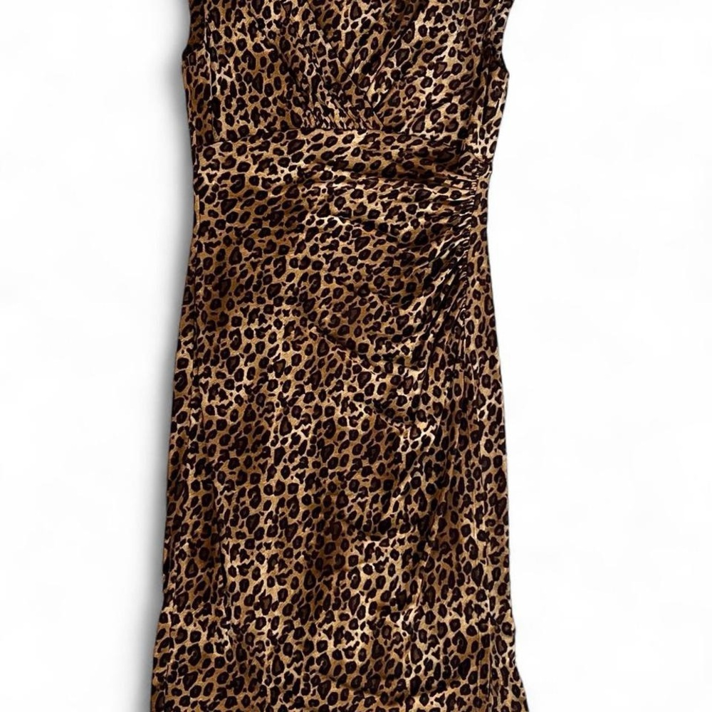 Lauren Ralph Lauren Brown Tan Ruched Midi Dress